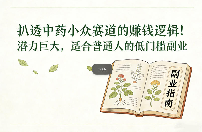 扒透中药小众赛道的賺米逻辑，潜力巨大，适合普通人的低门槛副业-网创星球