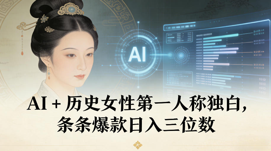 AI+历史女性第一人称独白，条条爆款日入三位数-网创星球
