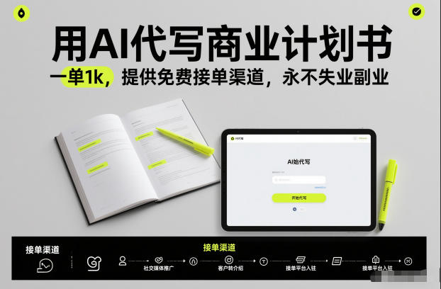 用AI代写商业计划书，一单1k，提供免费接单渠道，永不失业副业-网创星球