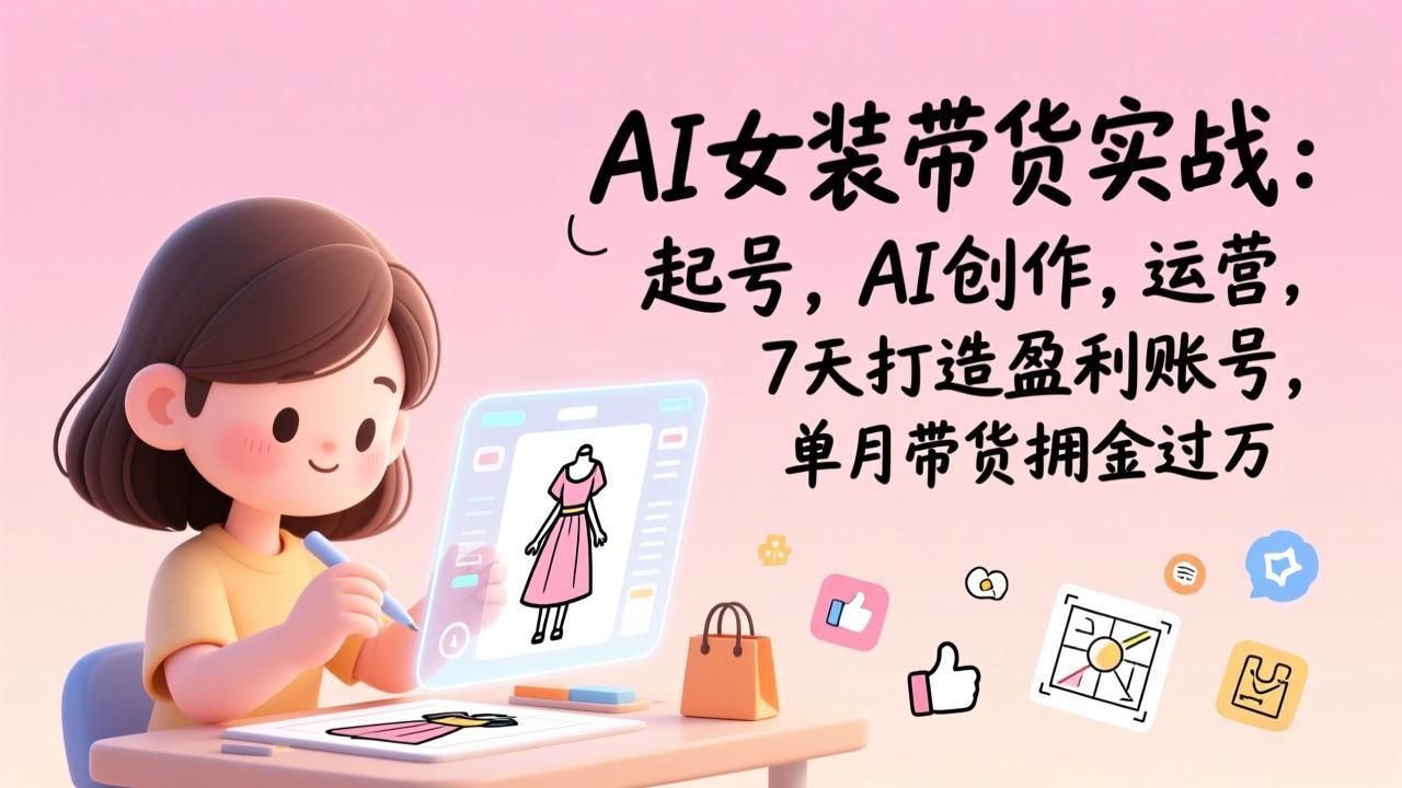 AI女装带货实战：起号，AI创作，运营，7天打造盈利账号，单月带货佣金过万-网创星球