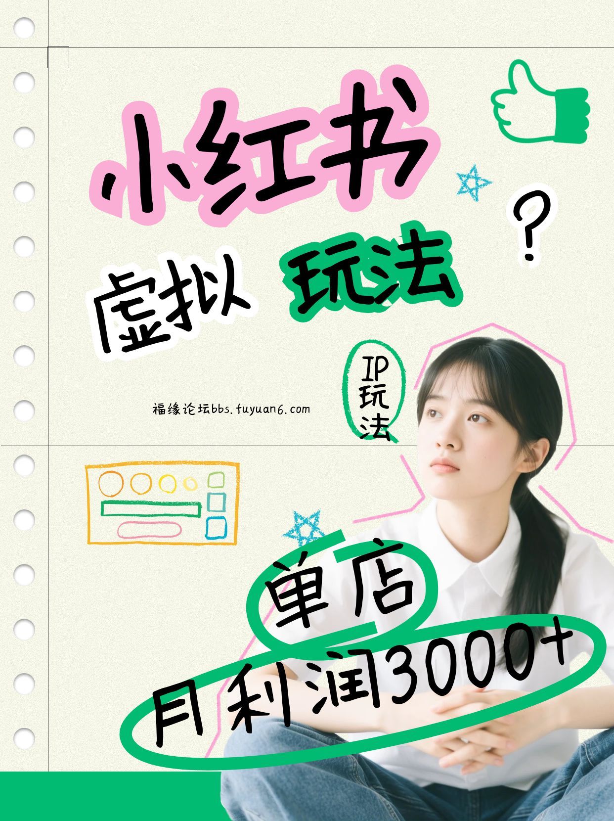 小红书虚拟玩法(铺货流和单品玩法)，单店月利润3000+，IP打法+原创商品(0违规)-网创星球