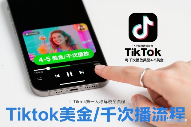 TK中视频计划项目，Tiktok第一人称解说流程，每干次播放奖励4-5美金-网创星球