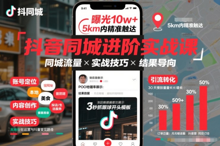 抖音同城进阶实战课，助你同城流量拿到结果-网创星球