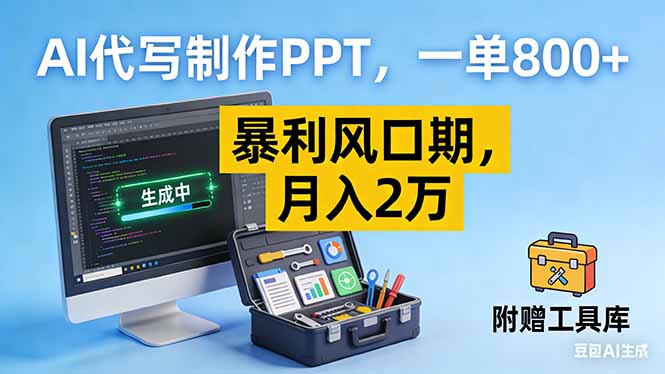 AI代写制作PPT，一单800+， 暴利风口期，月入2万【附工具】-网创星球