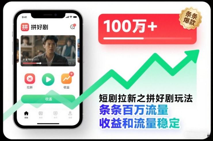 短剧拉新之拼好剧玩法，条条百万流量，收益和流量稳定-网创星球