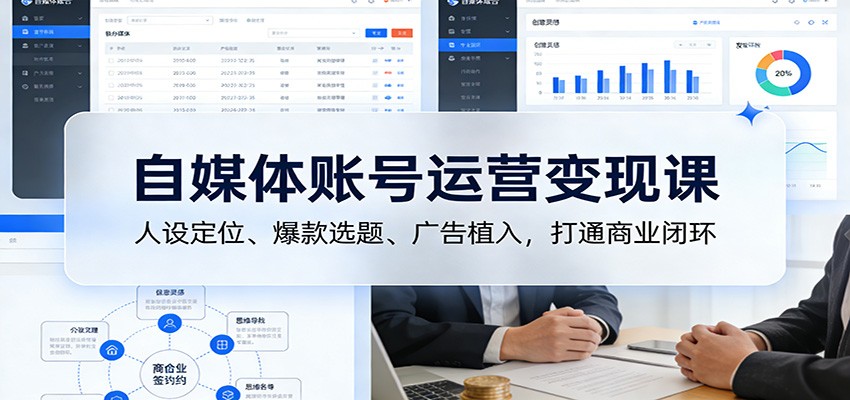 自媒体账号运营变现课：人设定位、爆款选题、广告植入，打通商业闭环-网创星球