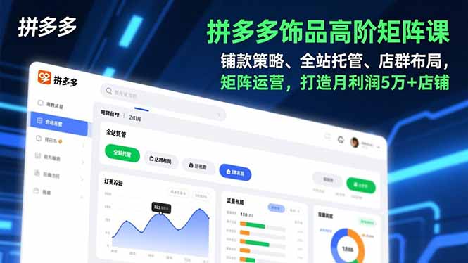 拼多多饰品高阶矩阵课，铺款策略、全站托管、店群布局，矩阵运营，打造月利润5万+店铺-网创星球