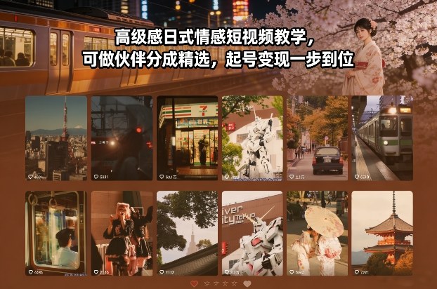 高级感日式情感短视频教学，可做伙伴分成精选，起号变现一步到位-网创星球