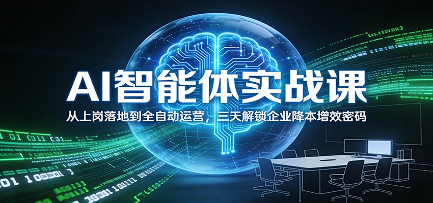 AI智能体实战课：从上岗落地到全自动运营，三天解锁企业降本增效密码-网创星球